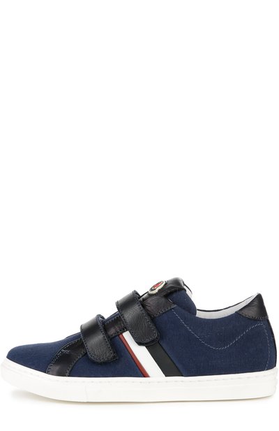 Текстильные кеды с двойной застежкой велькро MONCLER ENFANT, арт. B1-954-00416-00-07963, фото 1