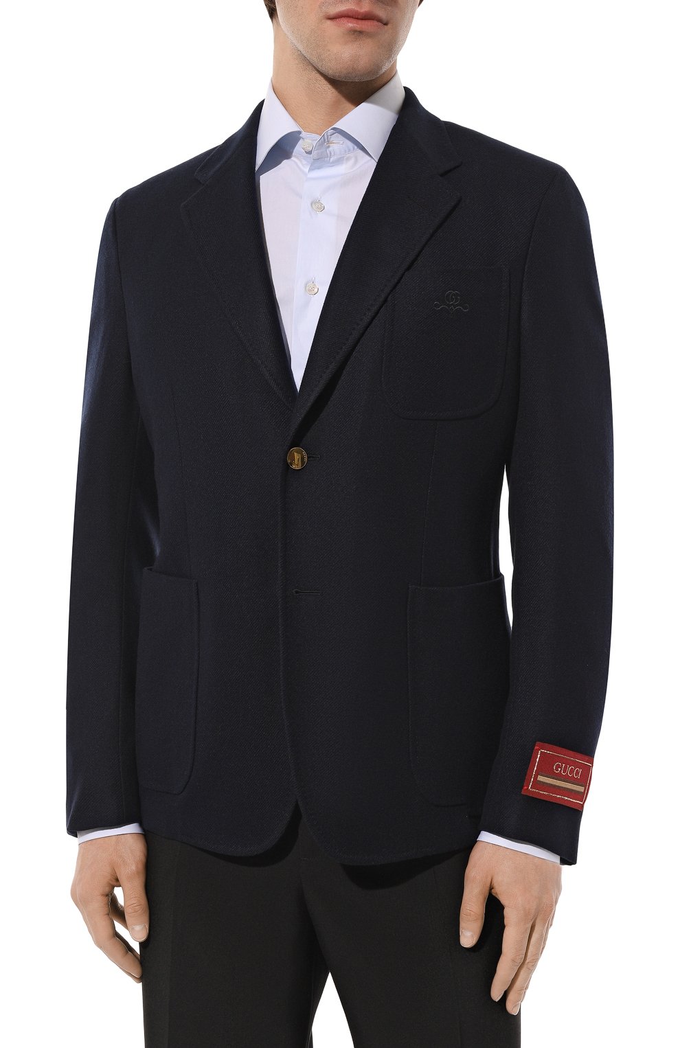 Кашемировый пиджак GUCCI синего цвета по цене 331200 руб., арт. 673263 Z6519, фото 3 Кашемировый пиджак GUCCI, арт. 673263 Z6519, фото 3