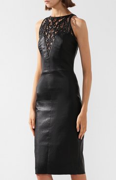 Приталенное кожаное платье с декоративной вставкой JITROIS, арт. DRESS L0LA BR0DEE AGNEAU STRETCH, фото 1