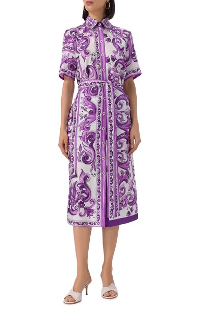 Шелковое платье DOLCE & GABBANA фиолетового цвета по цене 323500 руб., арт. F6JICT/HI1Y7, фото 3 Шелковое платье DOLCE & GABBANA, арт. F6JICT/HI1Y7, фото 3