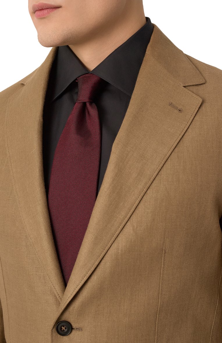 Мужской шелковый галстук ZEGNA бордового цвета, арт. 1P8/Z9D34TA9 | Фото 2 (Материал: Текстиль, Шелк; Нос: Не проставлено; Принт: Без принта)