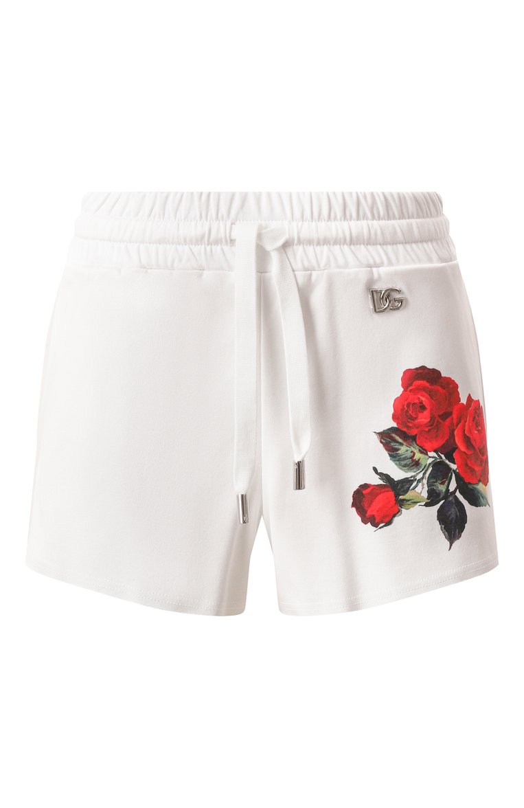 Женские хлопковые шорты DOLCE & GABBANA белого цвета, арт. FTCKKT/GDCZZ | Фото 1 (Длина Ж (юбки, платья, шорты): Мини; Материал внешний: Хлопок; Стили: Спорт-шик; Размерность: Идёт в размер; Автоматизация состава: Проставлено; Автоматизация ТО: Проставлено)