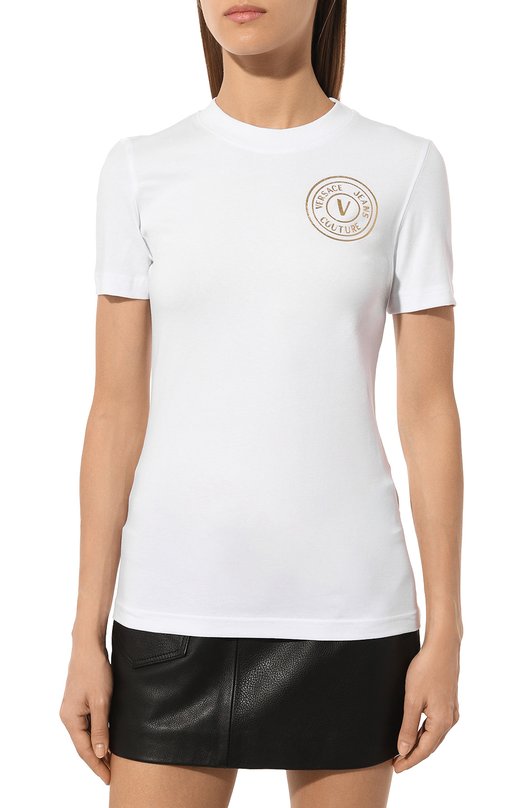 Хлопковая футболка Versace Jeans Couture 76HAHT02/CJ03T Белый  76HAHT02/CJ03T Фото 3