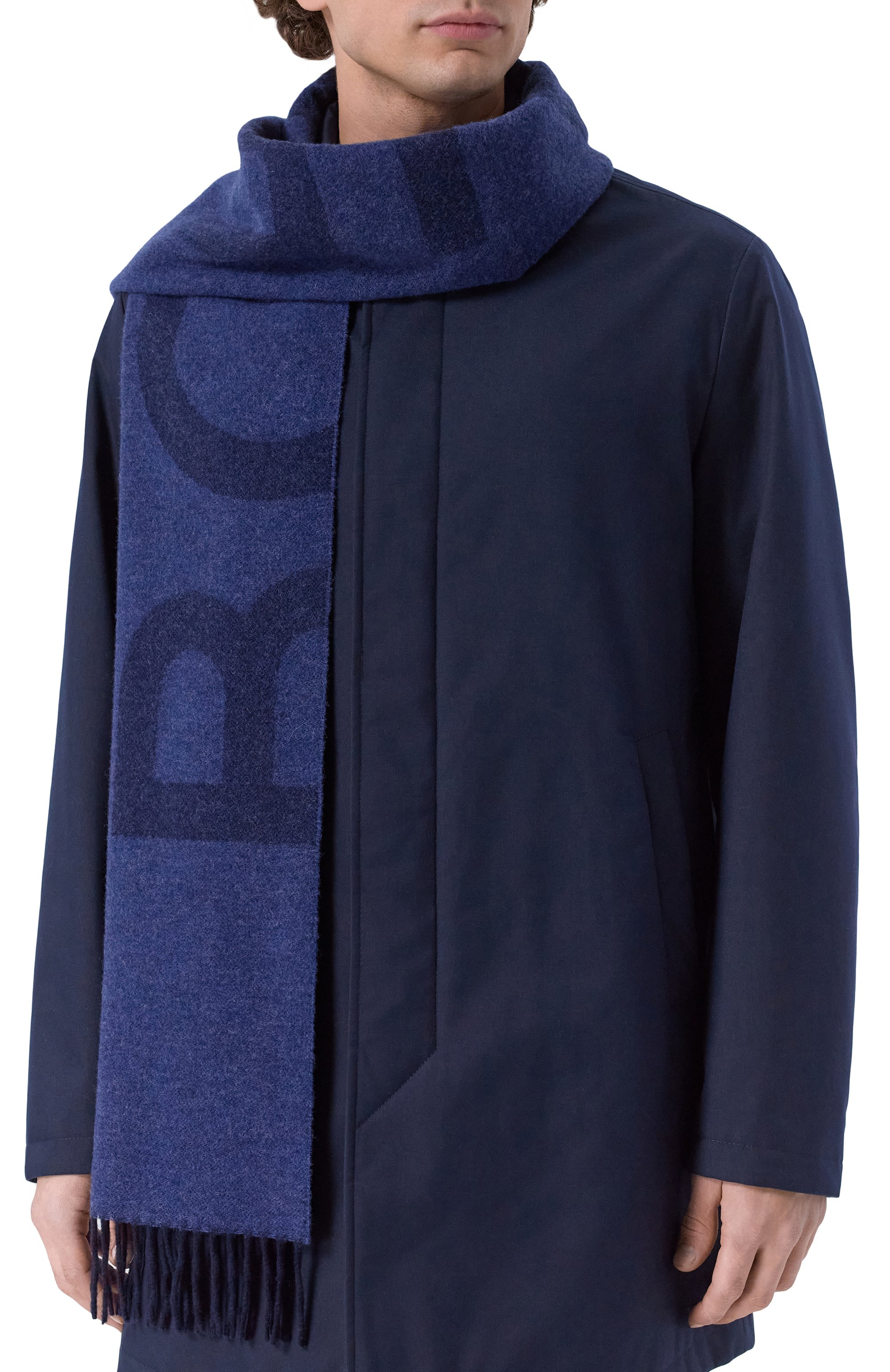 Шерстяной шарф BOGNER синего цвета по цене 21900 руб., арт. 98089307, фото 2 Шерстяной шарф BOGNER, арт. 98089307, фото 2