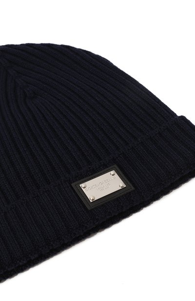 Шерстяная шапка DOLCE & GABBANA темно-синего цвета по цене 19400 руб., арт. LBKH82/JCVM2, фото 3 Шерстяная шапка DOLCE & GABBANA, арт. LBKH82/JCVM2, фото 3