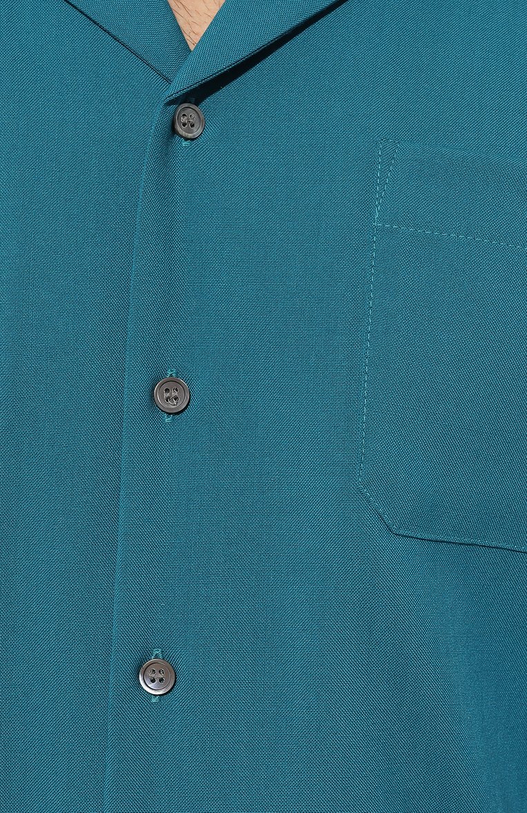 Мужская шерстяная рубашка MARNI синего цвета, арт. CUMU0213A5/TW839 | Фото 5 (Материал внешний: Шерсть; Рукава: Короткие, 3/4; Случай: Повседневный; Длина (для топов): Стандартные; Материал сплава: Проставлено; Принт: Однотонные; Воротник: Отложной; Драгоценные камни: Проставлено; Стили: Минимализм)