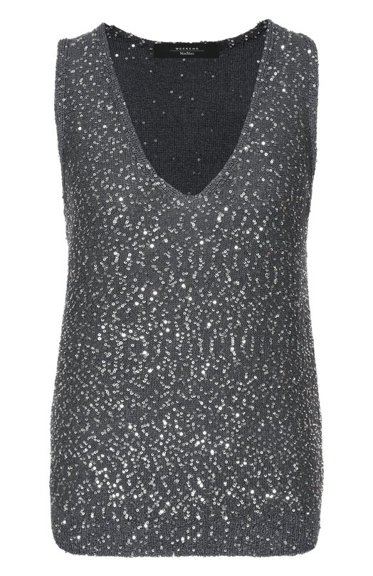 Топ с отделкой пайетками Weekend Max Mara WKDTEMP0 Серый WKDTEMP0