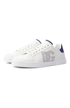 Мужские кожаные кеды strobel portofino light DOLCE & GABBANA белого цвета, арт. CS2324/AV066 | Фото 1 (Подошва: Плоская; Материал внешний: Натуральная кожа; Материал внутренний: Натуральная кожа; Материал утеплителя: Без утеплителя; Стили: Классический; Кросс-КТ: Низкие)