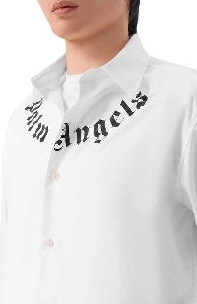 Хлопковая рубашка PALM ANGELS белого цвета по цене 29300 руб., арт. PMGE04KS26FAB001, фото 5 Хлопковая рубашка PALM ANGELS, арт. PMGE04KS26FAB001, фото 5