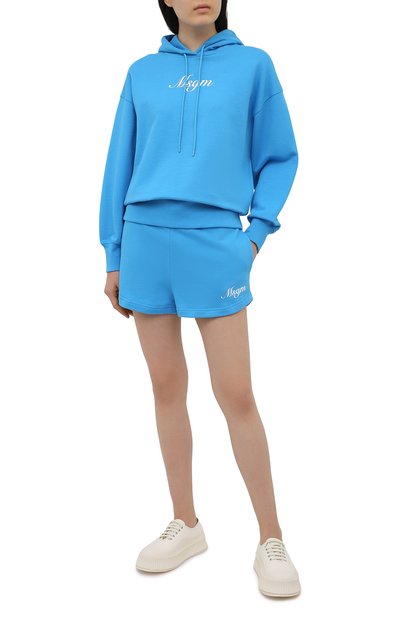 Хлопковые шорты MSGM голубого цвета по цене 15600 руб., арт. 3042MDB163 217499, фото 2 Хлопковые шорты MSGM, арт. 3042MDB163 217499, фото 2