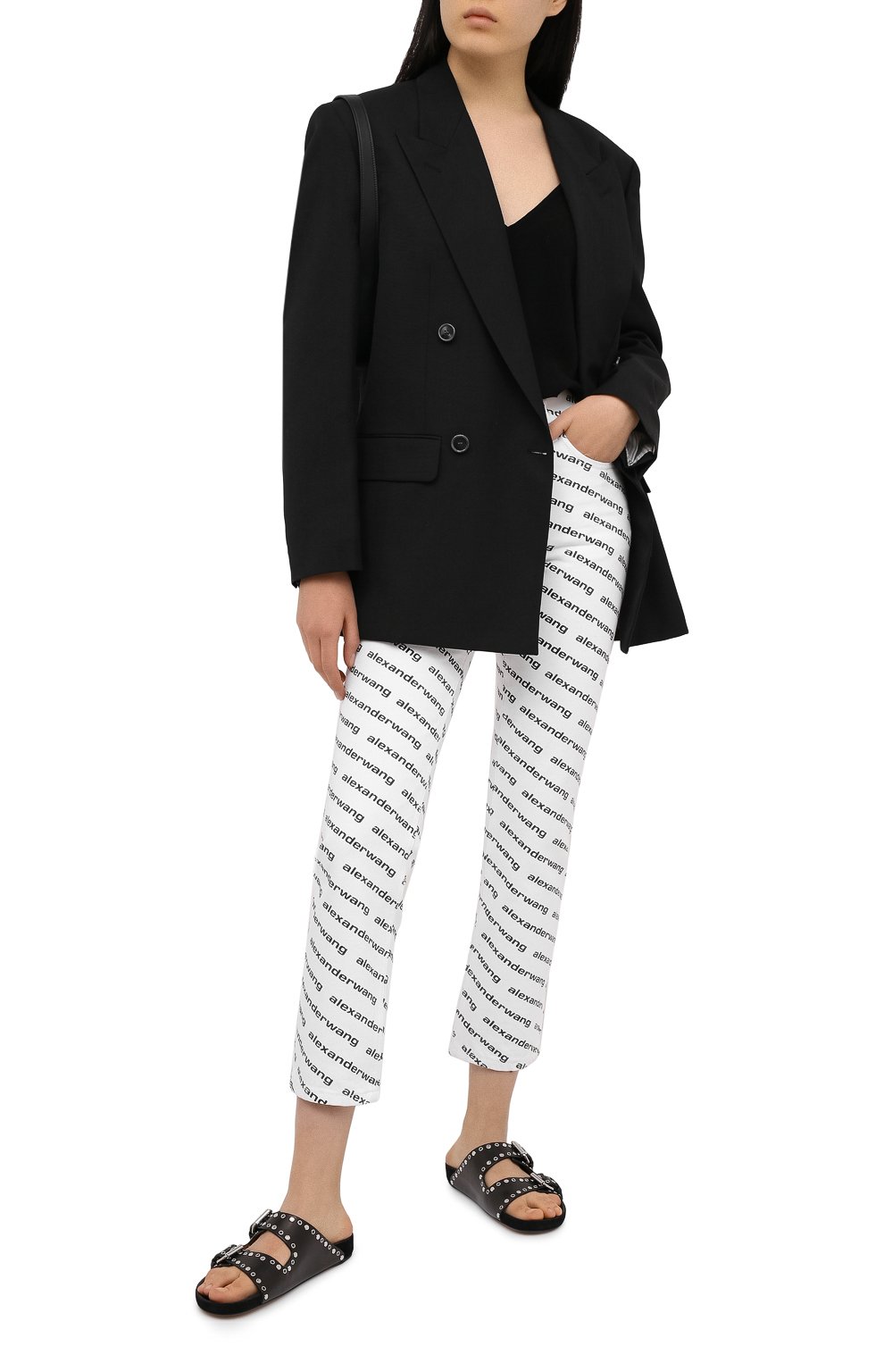 Джинсы ALEXANDER WANG черно-белого цвета по цене 59050 руб., арт. 4DC1214895, фото 2 Джинсы ALEXANDER WANG, арт. 4DC1214895, фото 2