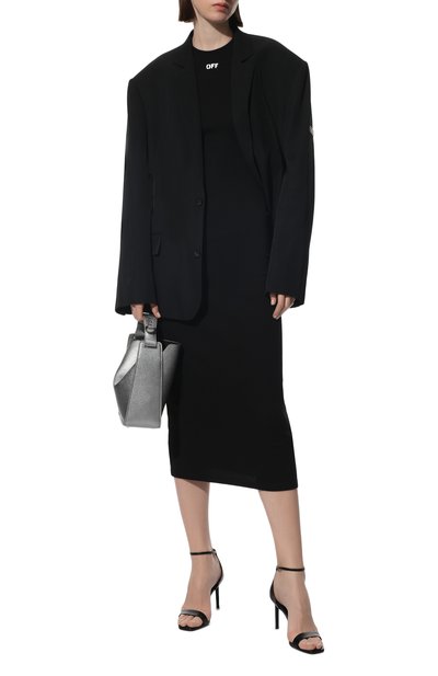 Хлопковое платье OFF-WHITE черного цвета по цене 47800 руб., арт. 0WDB366C99JER001, фото 2 Хлопковое платье OFF-WHITE, арт. 0WDB366C99JER001, фото 2