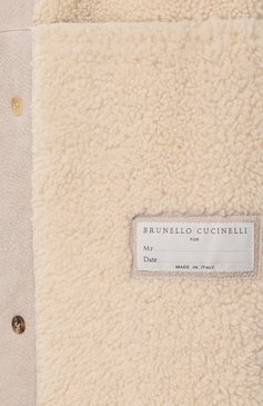 Мужская дубленка из овчины BRUNELLO CUCINELLI светло-бежевого цвета, арт. MPMTU2005 | Фото 7 (Рукава: Длинные; Материал внешний: Натуральный мех; Длина (верхняя одежда): Короткие; Материал сплава: Проставлено; Драгоценные камни: Проставлено; Мужское Кросс-КТ: Верхняя одежда, Кожа и замша; Стили: Кэжуэл)