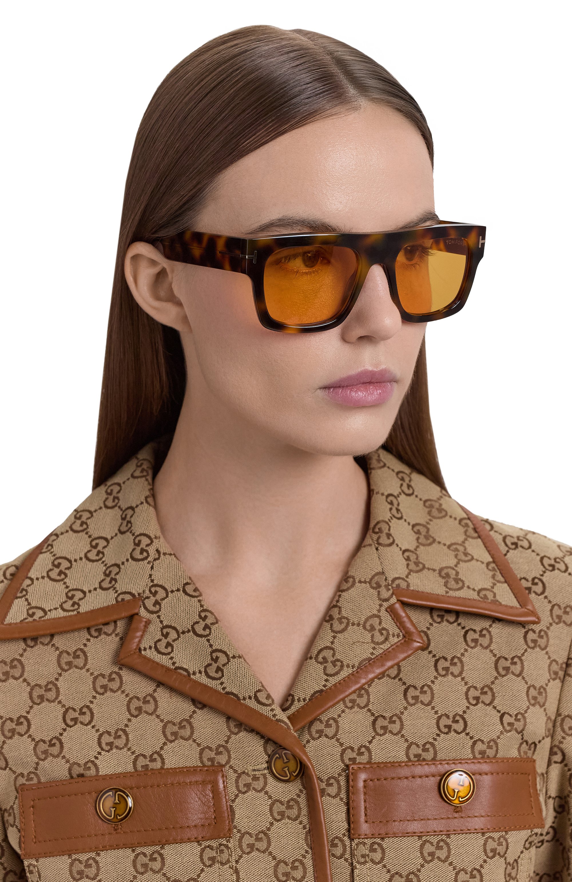 Солнцезащитные очки TOM FORD желтого цвета по цене 56500 руб., арт. TF711 56E, фото 3 Солнцезащитные очки TOM FORD, арт. TF711 56E, фото 3