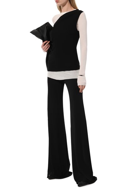 Брюки из вискозы RICK OWENS LILIES черного цвета по цене 61550 руб., арт. LI01D6334/CVI, фото 2 Брюки из вискозы RICK OWENS LILIES, арт. LI01D6334/CVI, фото 2