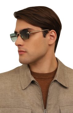 Женские солнцезащитные очки SATO EYEWEAR зеленого цвета, арт. TEREBELLUM III/S802 | Фото 3 (Нос: Не проставлено; Региональные ограничения белый список (Axapta Mercury): Не проставлено; Тип очков: С/з; Кросс-КТ: С/з-унисекс; Материал: Металл; Очки форма: Квадратные, Безоправные; Оптика Гендер: оптика-женское)