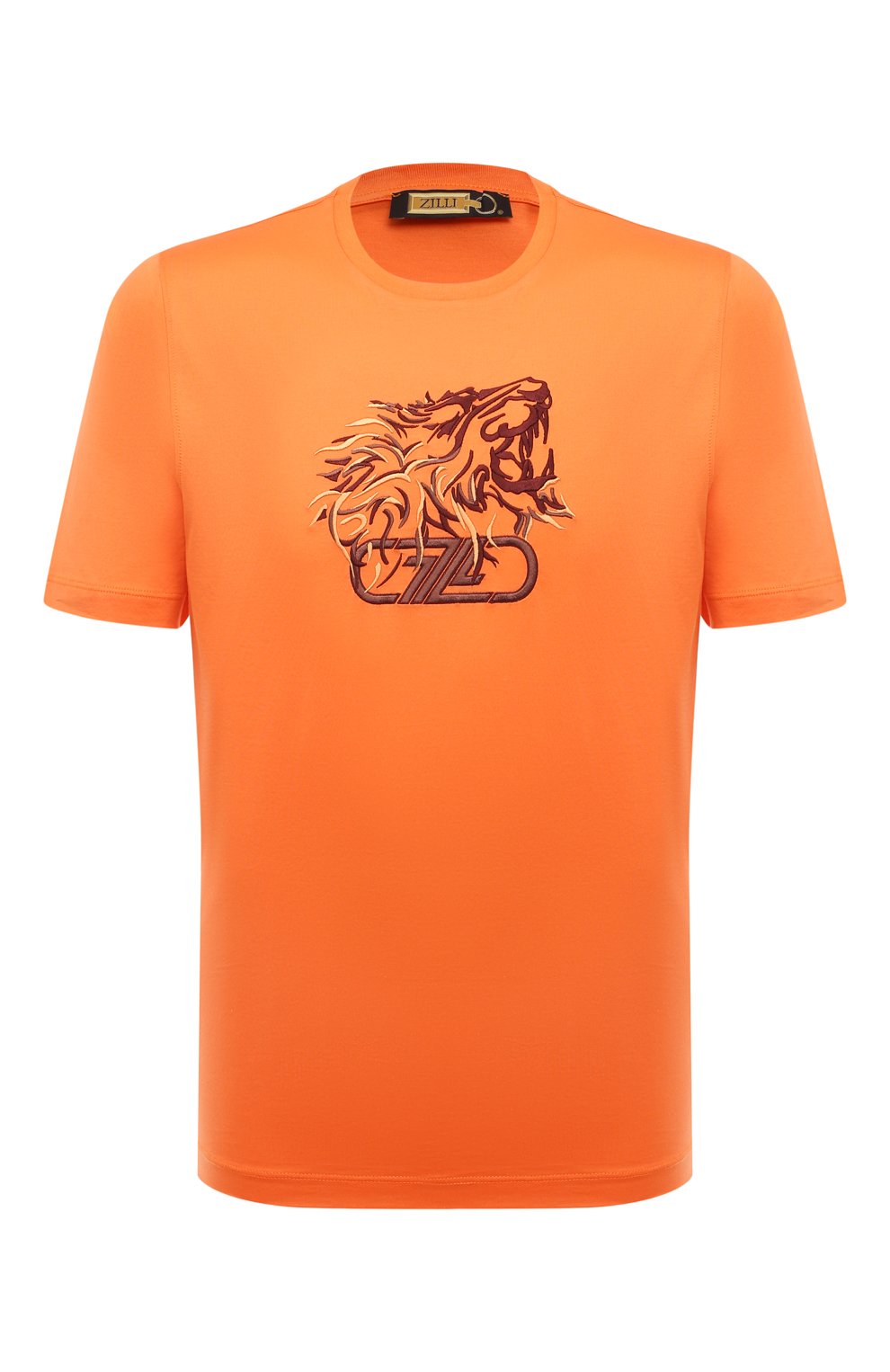 Хлопковая футболка ZILLI оранжевого цвета по цене 71650 руб., арт. MBZ-NT580-LE0N1/MC01, фото 1 Хлопковая футболка ZILLI, арт. MBZ-NT580-LE0N1/MC01, фото 1