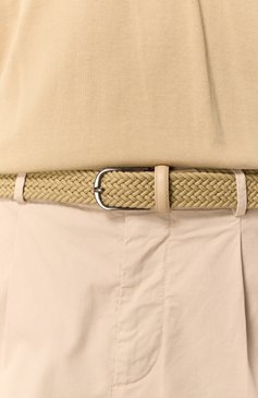 Мужской текстильный ремень CORNELIANI бежевого цвета, арт. 25V323-2520804 | Фото 2 (Материал сплава: Проставлено; Нос: Не проставлено; Материал: Текстиль; Случай: Повседневный)