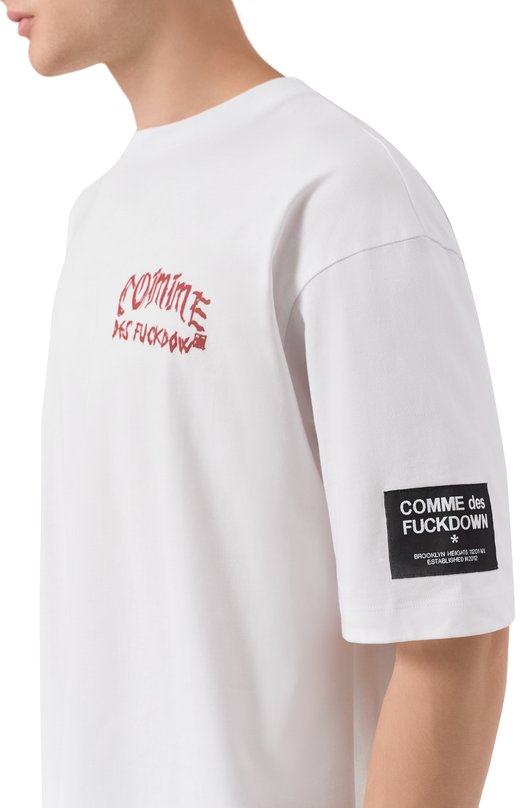 Хлопковая футболка Comme des Fuckdown CFABW01517 Белый  CFABW01517 Фото 5