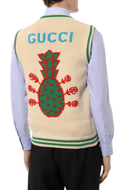 Хлопковый жилет GUCCI кремового цвета по цене 141120 руб., арт. 683099 XKB73, фото 4 Хлопковый жилет GUCCI, арт. 683099 XKB73, фото 4
