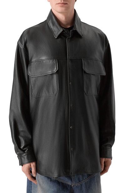 Кожаная рубашка ROADLESS черного цвета по цене 94600 руб., арт. RSS-L0S, фото 3 Кожаная рубашка ROADLESS, арт. RSS-L0S, фото 3