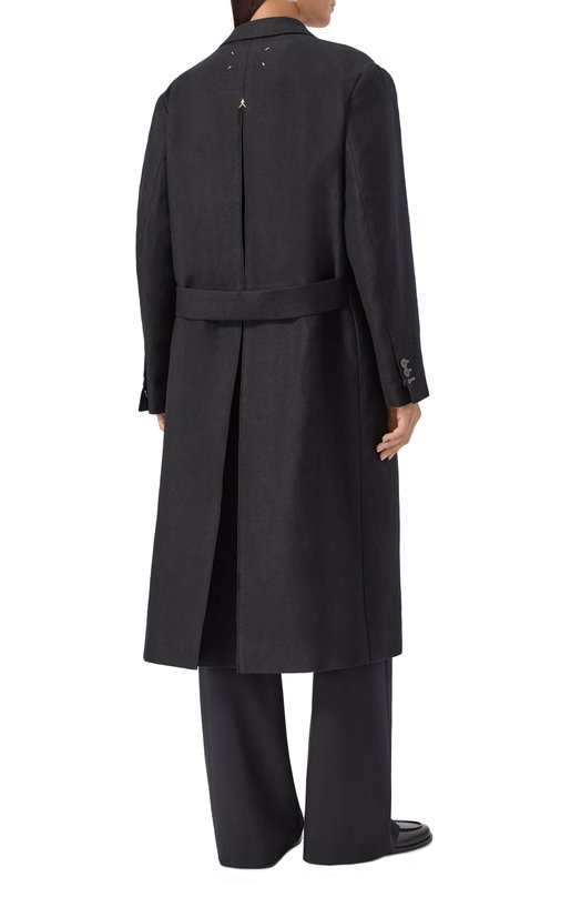 Пальто изо льна и шерсти Maison Margiela S51AA0357/M35360 Чёрный  S51AA0357/M35360 Фото 4