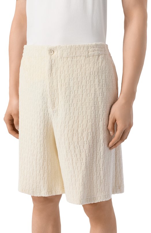 Хлопковые шорты Off-White 0MCB092C99JER001 Кремовый  0MCB092C99JER001 Фото 3