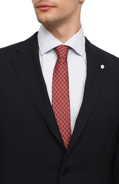 Шелковый галстук GUCCI красного цвета по цене 25920 руб., арт. 597236 4E001, фото 2 Шелковый галстук GUCCI, арт. 597236 4E001, фото 2
