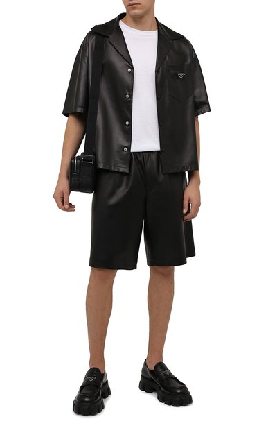 Кожаная рубашка PRADA черного цвета по цене 330000 руб., арт. UPC176-1WDV-F0002, фото 2 Кожаная рубашка PRADA, арт. UPC176-1WDV-F0002, фото 2