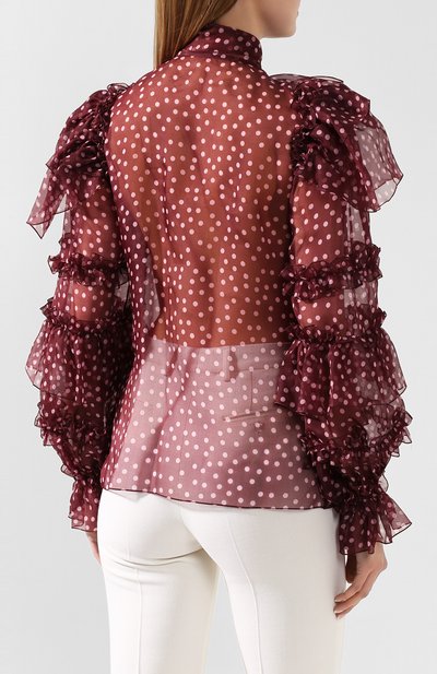 Шелковая блузка DOLCE & GABBANA бордового цвета по цене 140500 руб., арт. F5M17T/IS1BX, фото 4 Шелковая блузка DOLCE & GABBANA, арт. F5M17T/IS1BX, фото 4