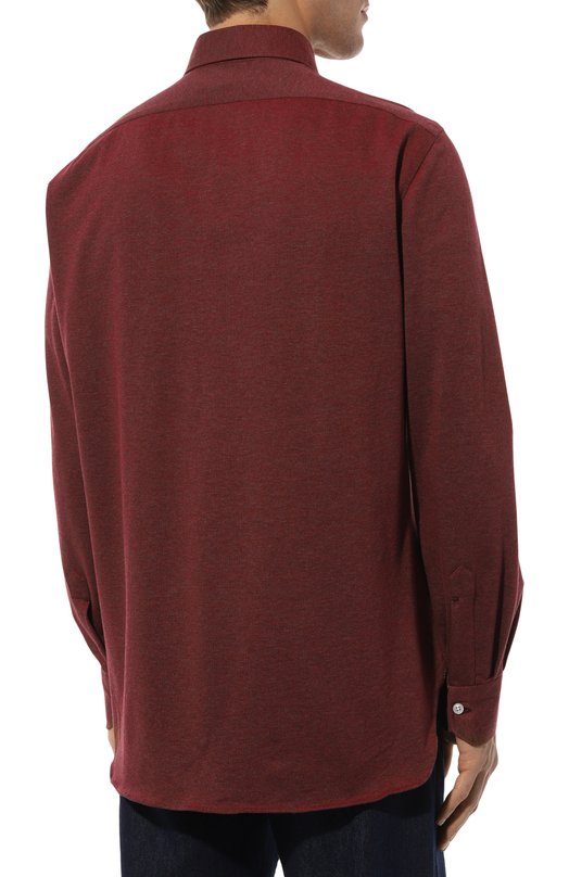 Хлопковая рубашка Kiton UCIH07464 Бордовый  UCIH07464 Фото 4