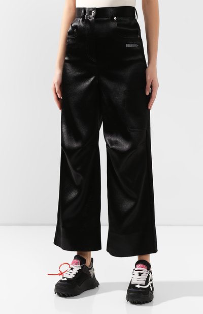 Атласные брюки OFF-WHITE черного цвета по цене 68800 руб., арт. 0WCA095F19F830501000, фото 3 Атласные брюки OFF-WHITE, арт. 0WCA095F19F830501000, фото 3