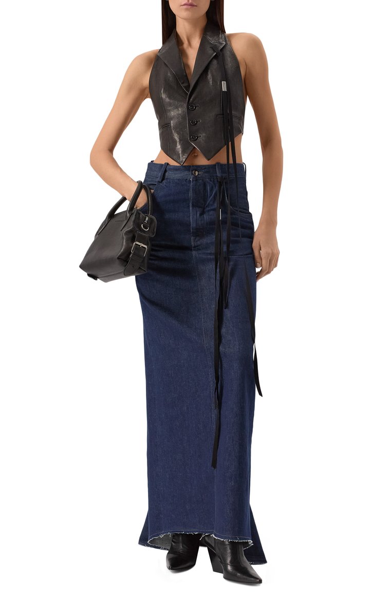 Женский кожаный жилет ANN DEMEULEMEESTER черного цвета, арт. B0012418/LT151 | Фото 2 (Материал внешний: Натуральная кожа; Нос: Не проставлено; Женское Кросс-КТ: Жилет-одежда; Стили: Гранж)