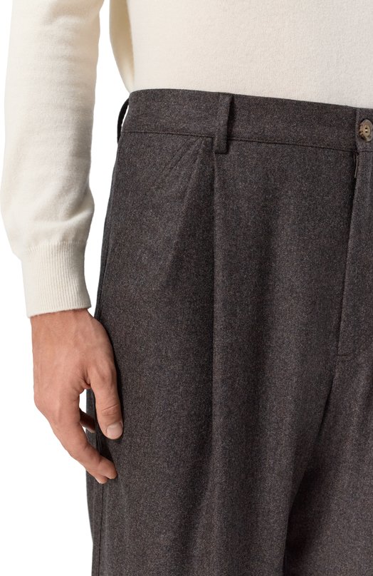 Шерстяные брюки Brunello Cucinelli M038PS2480 Коричневый  M038PS2480 Фото 5