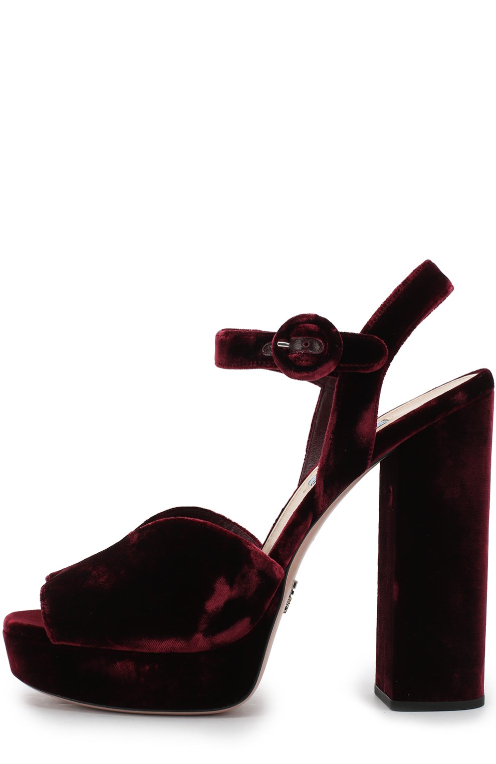 Бархатные босоножки на устойчивом каблуке и платформе PRADA, арт. 1XP39A-68-F0007-B130, фото 3
