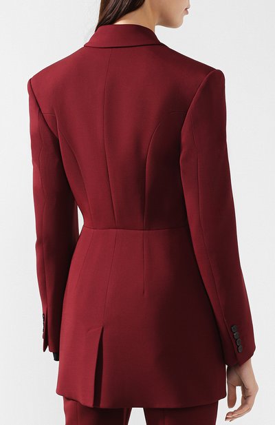 Приталенный жакет из смеси шерсти и шелка ALEXANDER MCQUEEN бордового цвета по цене 276000 руб., арт. 530052/QLJ09, фото 4 Приталенный жакет из смеси шерсти и шелка ALEXANDER MCQUEEN, арт. 530052/QLJ09, фото 4