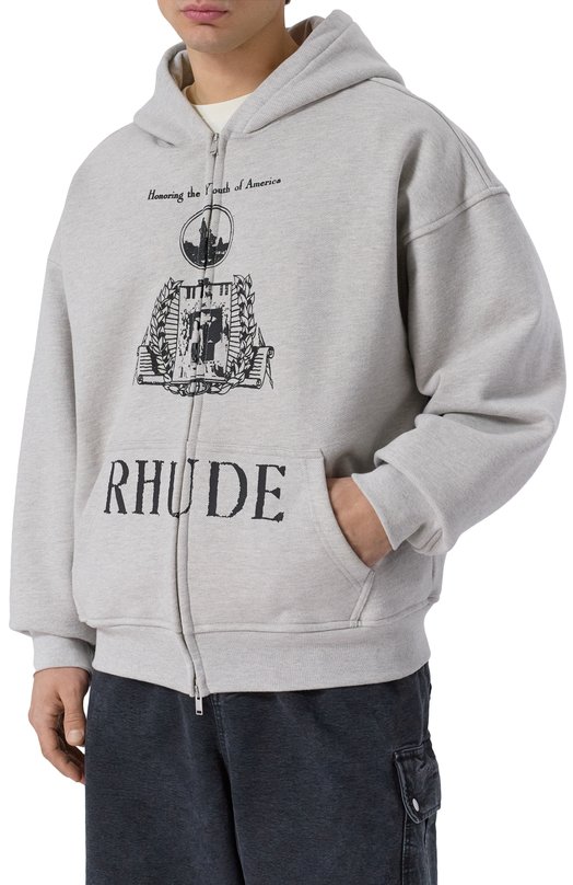 Хлопковая толстовка Rhude RHFW25H002829 Серый  RHFW25H002829 Фото 3