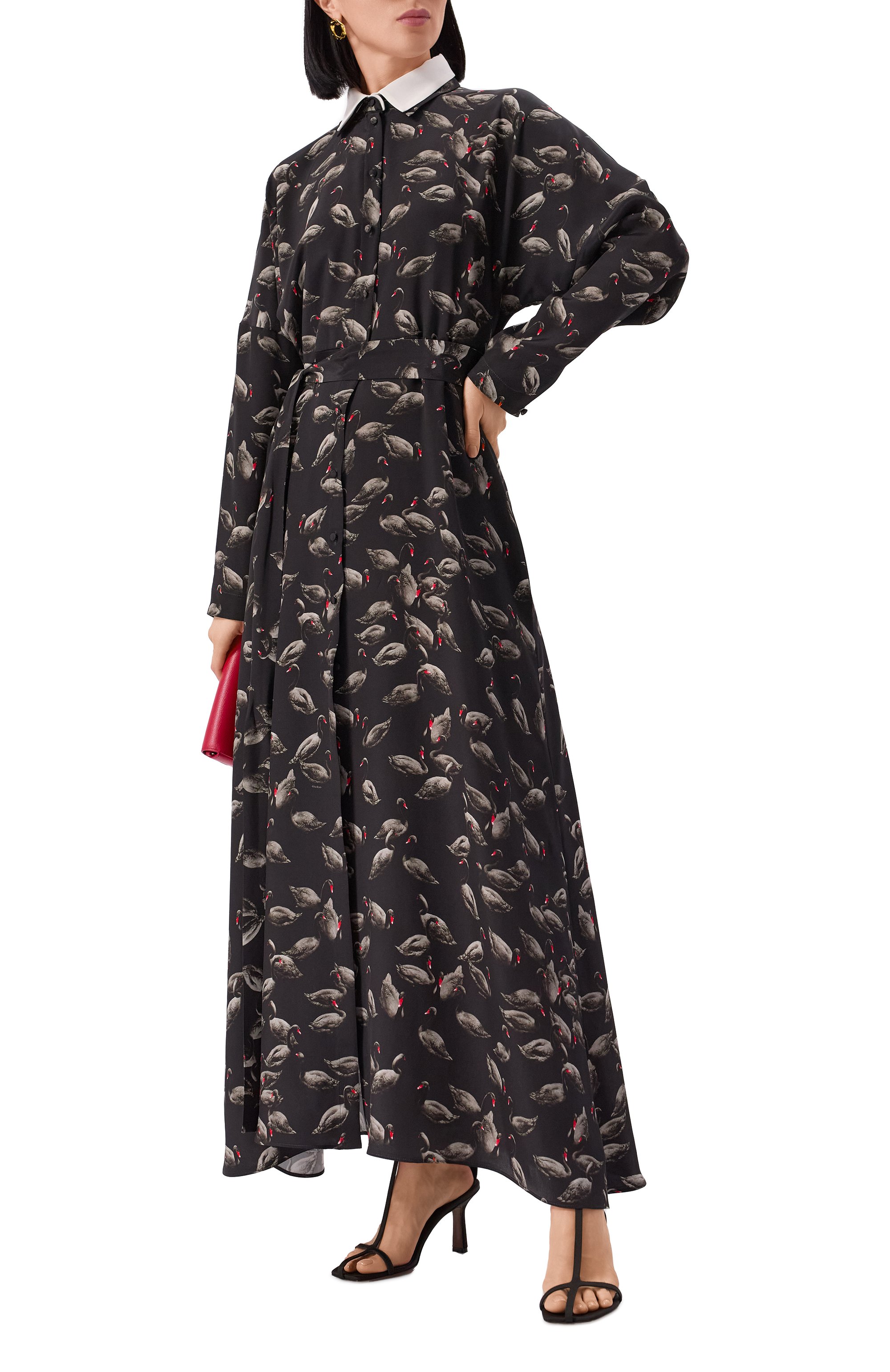 Шелковое платье GOOROO черного цвета по цене 98820 руб., арт. D042-2002-9902-FW24/25, фото 2 Шелковое платье GOOROO, арт. D042-2002-9902-FW24/25, фото 2