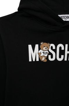 Детский хлопковое худи MOSCHINO черного цвета, арт. HUF07I/LCA58/4A-8A | Фото 3 (Рукава: Длинные; Материал сплава: Проставлено; Материал внешний: Хлопок; Драгоценные камни: Проставлено; Девочки Кросс-КТ: Худи-одежда)