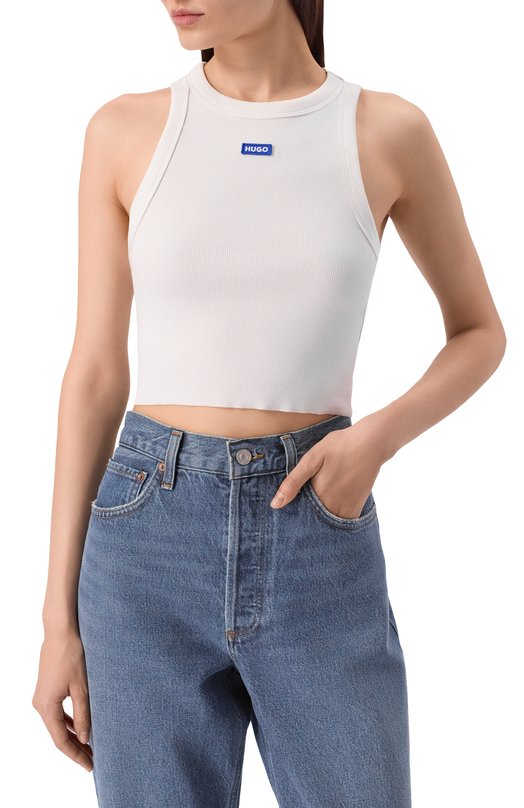 Хлопковый топ HUGO Blue 50511450 Белый  50511450 Фото 3