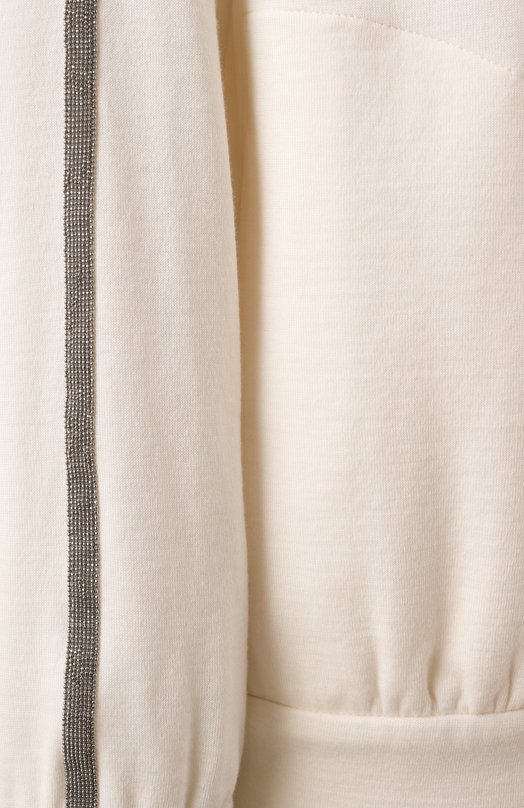 Толстовка из хлопка и шелка Brunello Cucinelli MD828SM606 Кремовый  MD828SM606 Фото 6