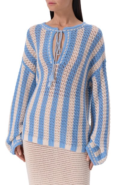 Хлопковый пуловер ADDICTED голубого цвета по цене 25560 руб., арт. AC1924, фото 3 Хлопковый пуловер ADDICTED, арт. AC1924, фото 3