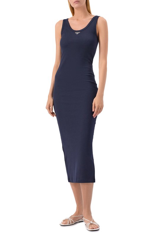 Хлопковое платье Prada 33591/14L0 Синий  33591/14L0 Фото 3