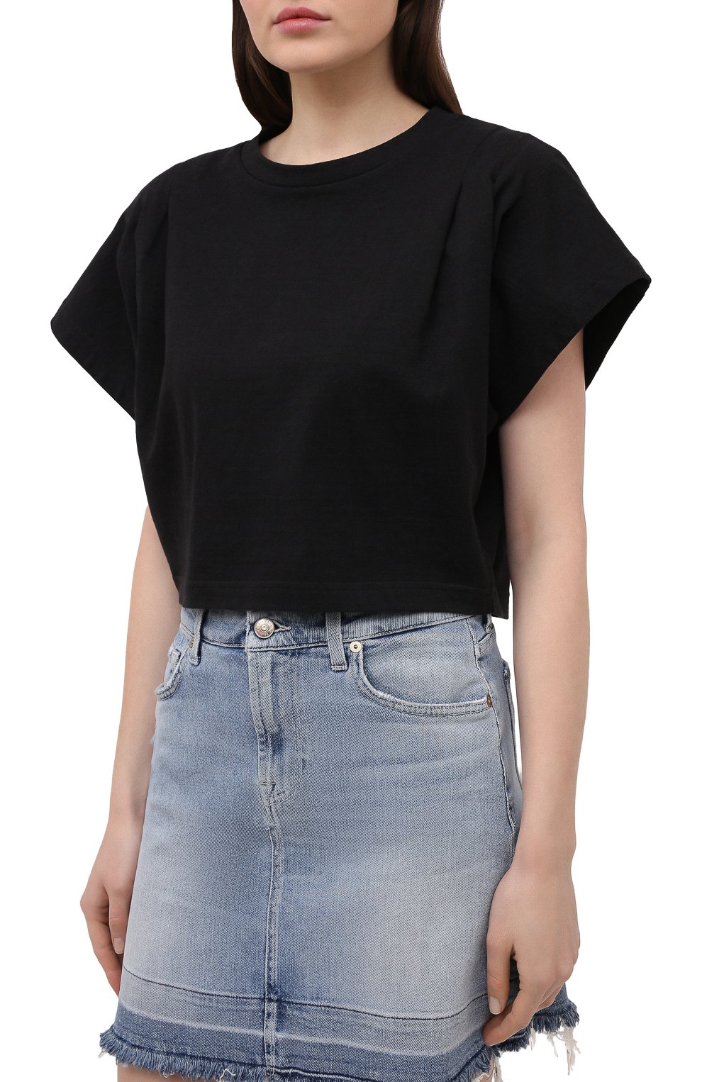 Хлопковая футболка ISABEL MARANT черного цвета по цене 26750 руб., арт. TS0779-21P027I/ZINALIA, фото 3 Хлопковая футболка ISABEL MARANT, арт. TS0779-21P027I/ZINALIA, фото 3
