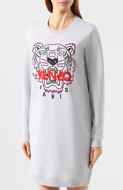 Хлопковое платье KENZO серого цвета по цене 31500 руб., арт. 2R08354XA, фото 3 Хлопковое платье KENZO, арт. 2R08354XA, фото 3