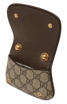 Мужской футляр для кредитных карт blondie GUCCI коричневого цвета, арт. 698635/K9GSG | Фото 3 (Материал: Текстиль; Материал сплава: Проставлено; Нос: Не проставлено)