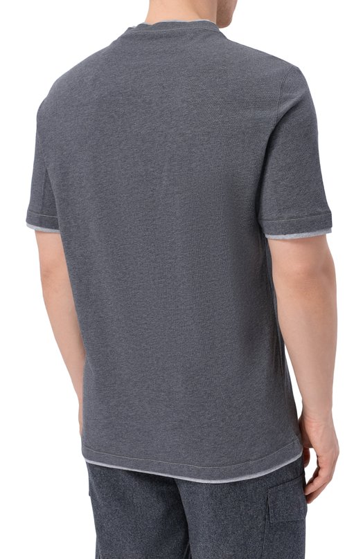 Хлопковая футболка Brunello Cucinelli M0B137451G Серый  M0B137451G Фото 4