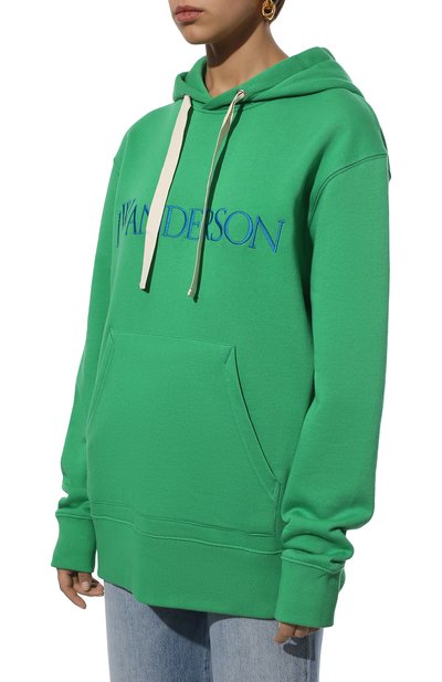 Хлопковое худи JW ANDERSON зеленого цвета по цене 36650 руб., арт. JW0027 PG0771, фото 3 Хлопковое худи JW ANDERSON, арт. JW0027 PG0771, фото 3