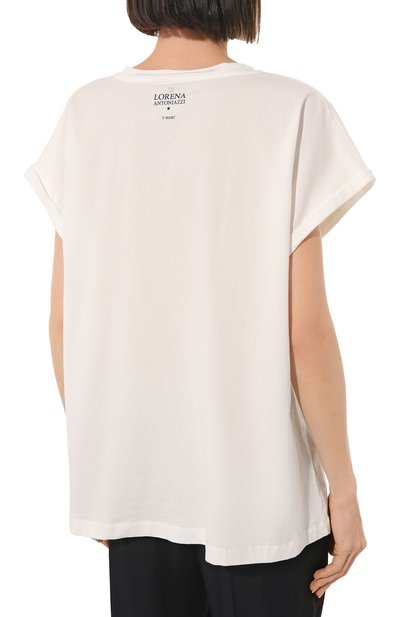 Хлопковая футболка LORENA ANTONIAZZI белого цвета по цене 21450 руб., арт. P2308TS25A/9999, фото 4 Хлопковая футболка LORENA ANTONIAZZI, арт. P2308TS25A/9999, фото 4