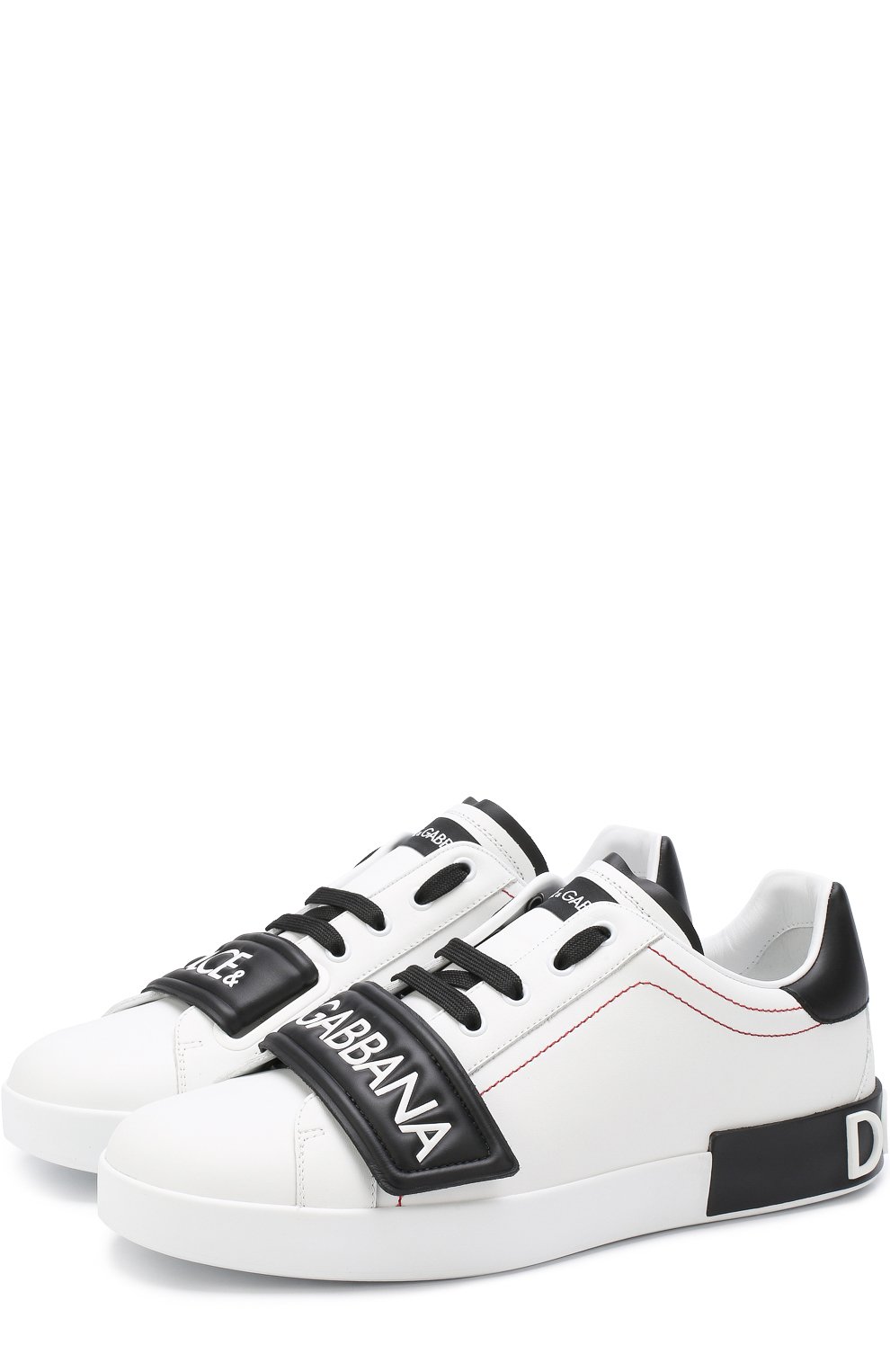 Кожаные кеды portofino на шнуровке с застежкой велькро DOLCE & GABBANA, арт. CS1573/AN169, фото 1